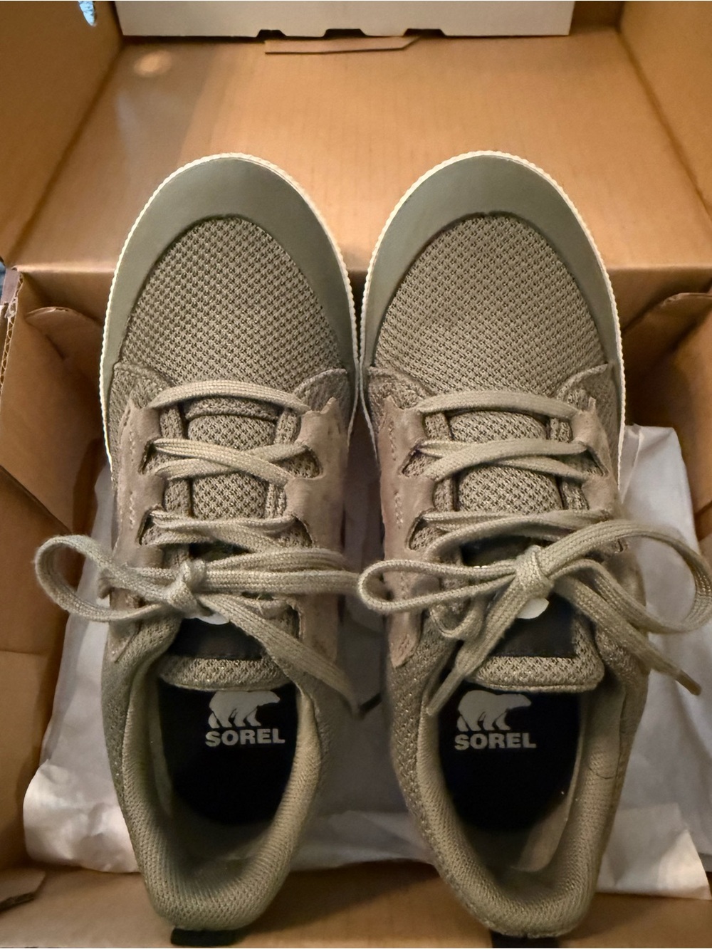 Sorel Olive Green Women's Athletic Lace-Up Sneakers